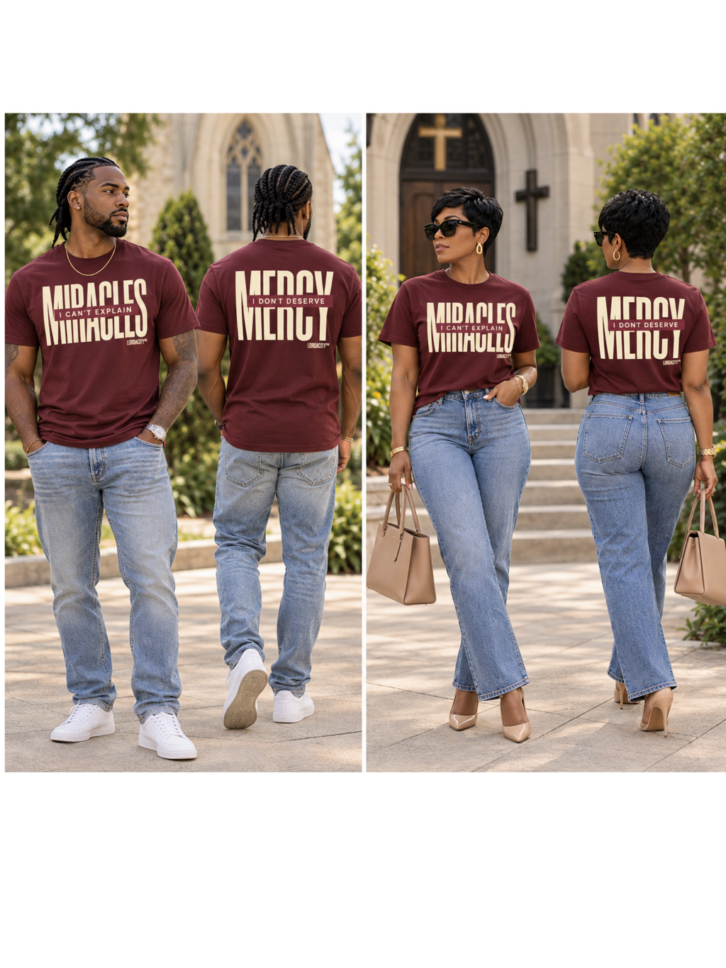 Mercy & Miracles Tee — Maroon