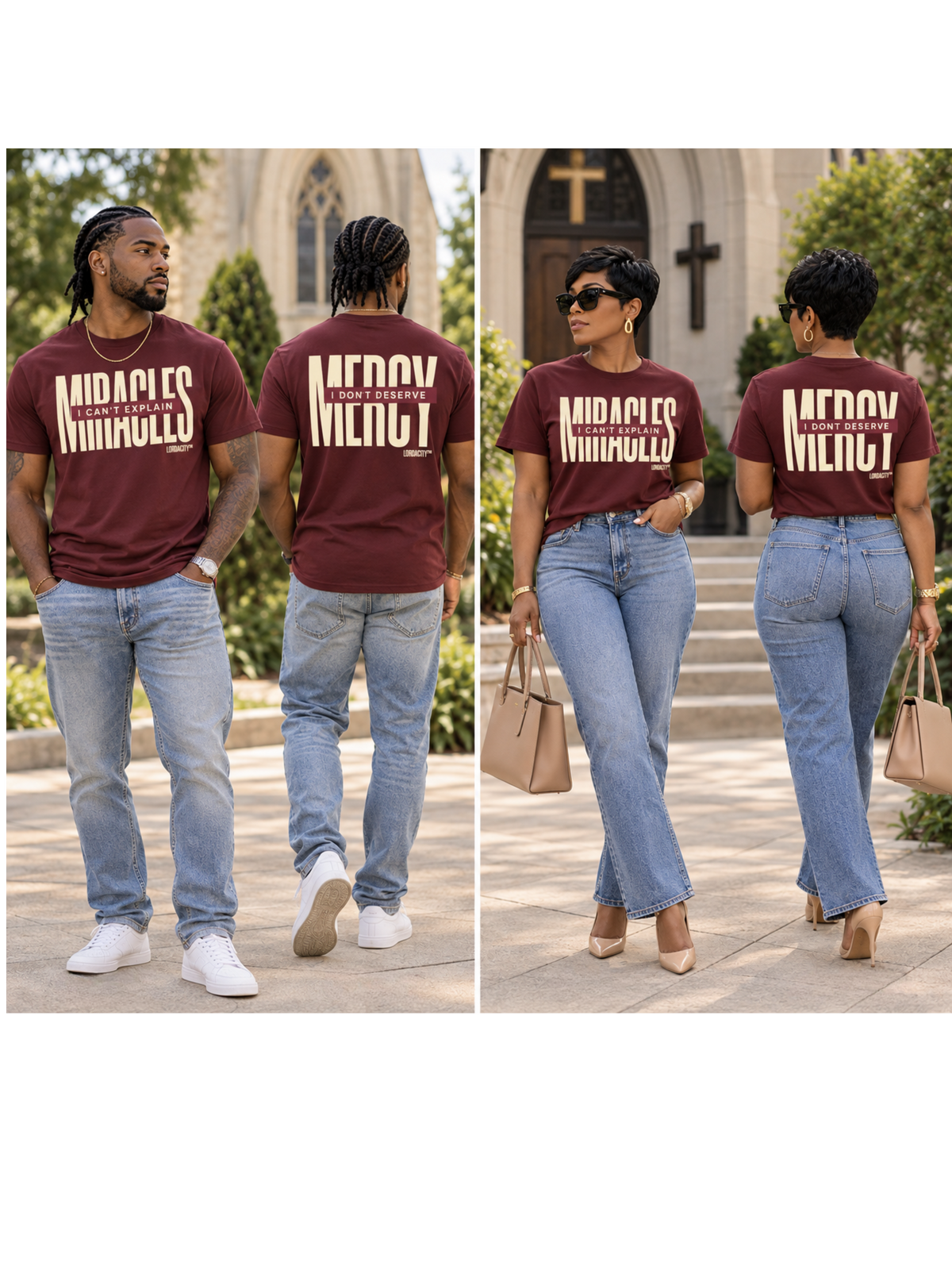 Mercy & Miracles Tee — Maroon