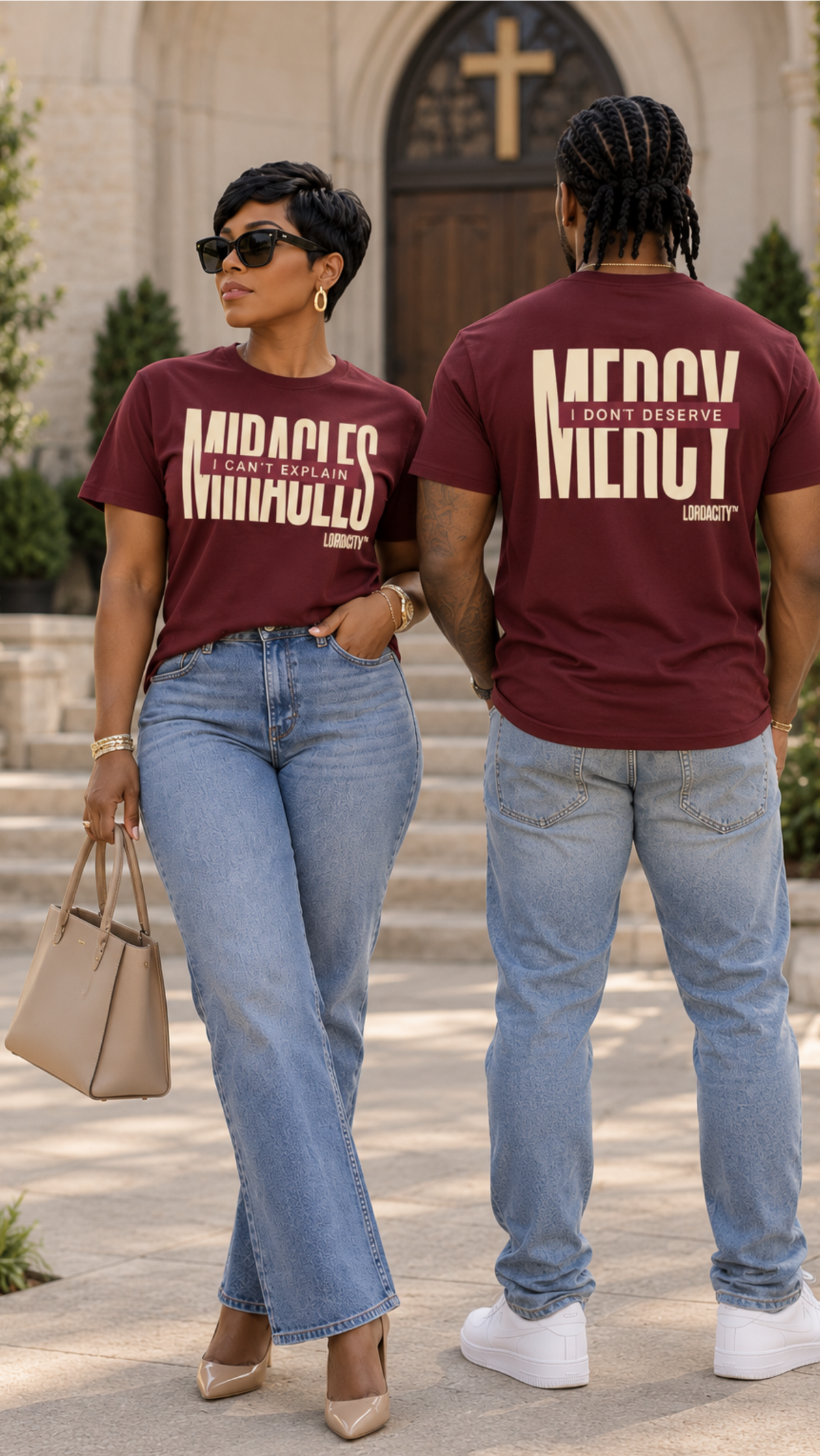 Mercy & Miracles Tee — Maroon