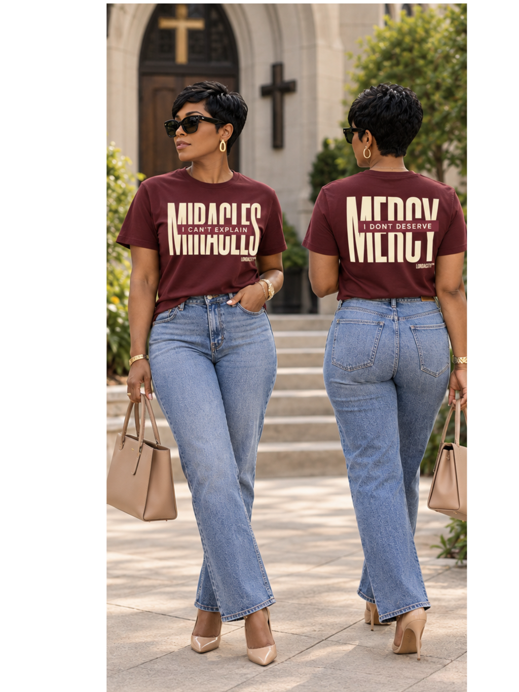 Mercy & Miracles Tee — Maroon