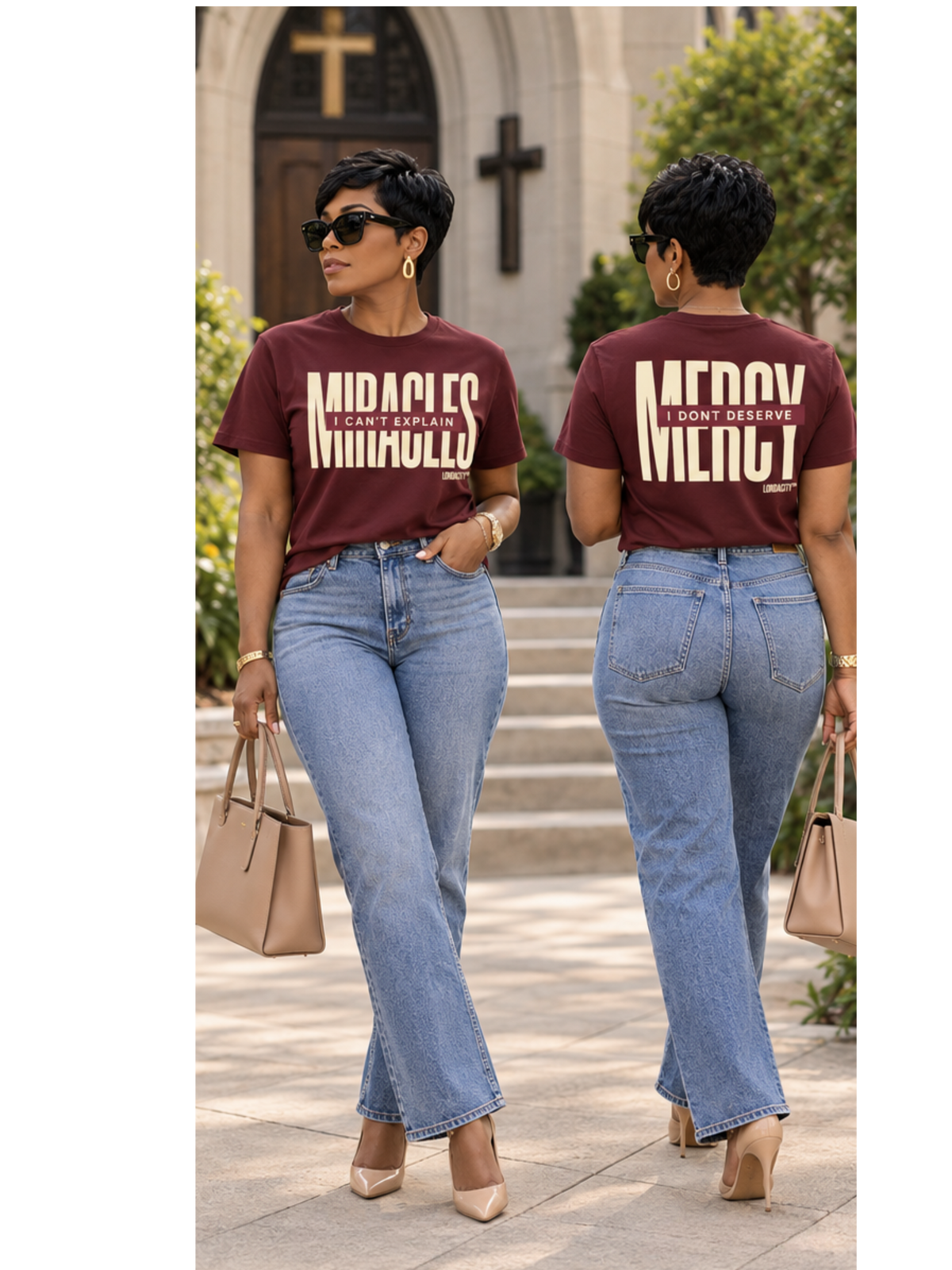 Mercy & Miracles Tee — Maroon